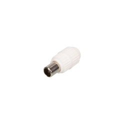 FICHE COAX MALE TV 9.5mm / 2.3mm PLASTIQUE BLANC - Velleman
