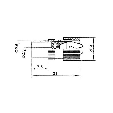 FICHE COAX MALE TV 9.5mm/2.3mm METALLIQUE