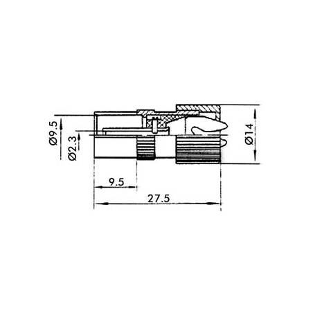 FICHE COAX FEMELLE TV 9.5mm/2.3mm METALLIQUE