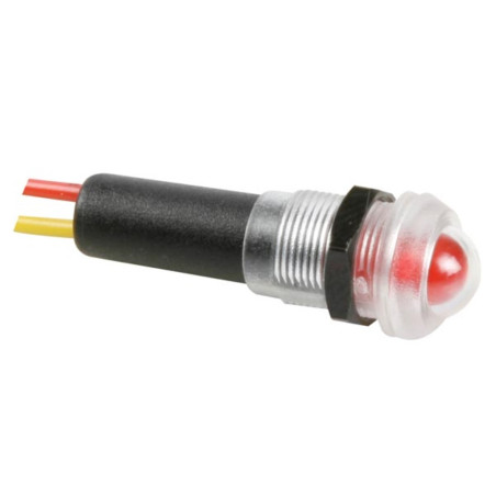 VOYANT LED ROUGE CLIGNOTANT 12V RESISTANT A L'EAU - BOITIER NOIR - Vel
