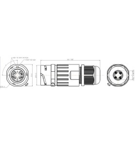 CONNECTEUR POUR CÂBLE 4P - ÉTANCHE IP68 - 16A 230V (1 set) - Velleman
