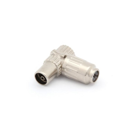 FICHE COAX FEMELLE COUDÉE 9.5mm/2.3mm - MÉTALLIQUE - Velleman
