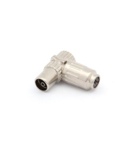 FICHE COAX FEMELLE COUDÉE 9.5mm/2.3mm - MÉTALLIQUE - Velleman