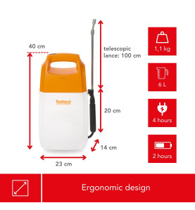 Pulvérisateur à pression avec batterie rechargeable - 6 L - PRL