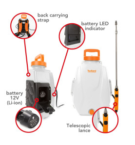 Pulvérisateur à dos avec batterie rechargeable - 12 L - PRL