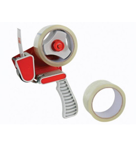 SUPPORT POUR RUBAN + 2 RUBANS ADHÉSIFS D'EMBALLAGE - 50 mm x 50 m - PR