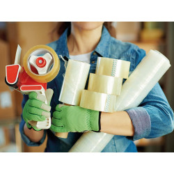 SUPPORT POUR RUBAN + 2 RUBANS ADHÉSIFS D'EMBALLAGE - 50 mm x 50 m
