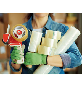 SUPPORT POUR RUBAN + 2 RUBANS ADHÉSIFS D'EMBALLAGE - 50 mm x 50 m - PR