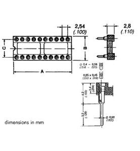 SUPPORT TULIPE POUR CI, 14P, DIL, 300MIL - Velleman