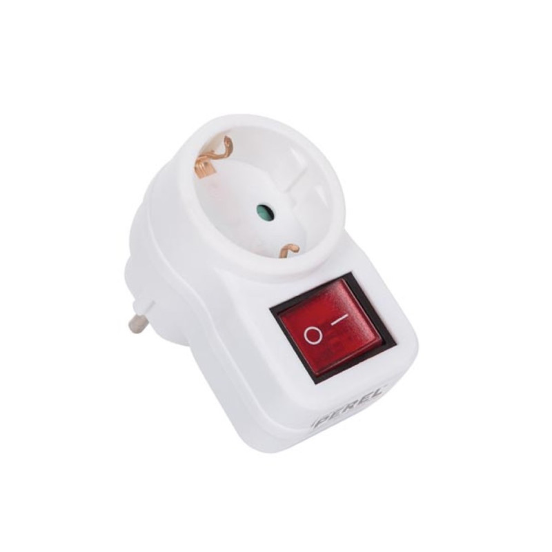 ADAPTATEUR DE PRISE AVEC INTERRUPTEUR - 1 PRISE - SCHUKO