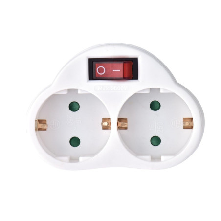 PRISE INTERMÉDIAIRE AVEC INTERRUPTEUR ON/OFF - 2 PRISES - SCHUKO - PRL