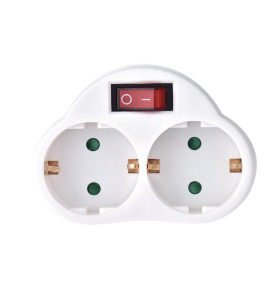 PRISE INTERMÉDIAIRE AVEC INTERRUPTEUR ON/OFF - 2 PRISES - SCHUKO - PRL