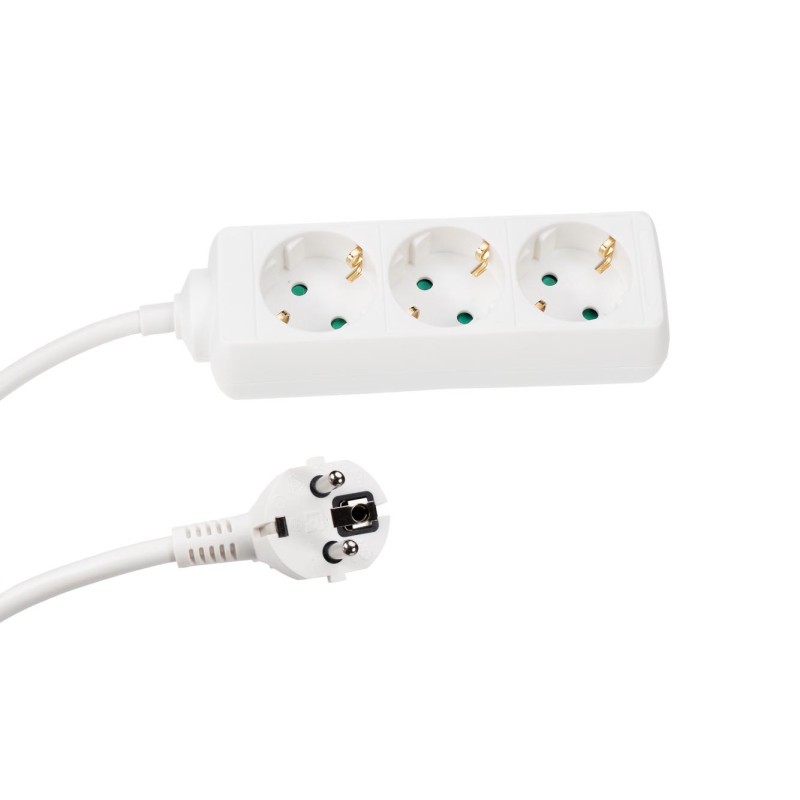 BLOC MULTIPRISES - 3 PRISES - CÂBLE DE 1.5 m - BLANC - SCHUKO