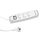 BLOC MULTIPRISE AVEC INTERRUPTEUR - 3 PRISES - 2 PORTS USB - GRIS/BLANC - CÂBLE DE 1.5 m - TERRE FRANÇAISE