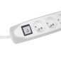 BLOC MULTIPRISE AVEC INTERRUPTEUR - 3 PRISES - 2 PORTS USB - GRIS/BLANC - CÂBLE DE 1.5 m - TERRE FRANÇAISE