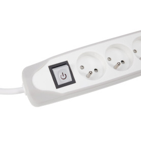BLOC MULTIPRISE AVEC INTERRUPTEUR - 3 PRISES - 2 PORTS USB - GRIS/BLAN
