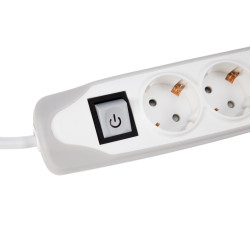 BLOC MULTIPRISE AVEC INTERRUPTEUR - 3 PRISES - 2 PORTS USB - CÂBLE DE 1.5 m - GRIS/BLANC - SCHUKO