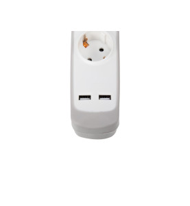 BLOC MULTIPRISE AVEC INTERRUPTEUR - 3 PRISES - 2 PORTS USB - CÂBLE DE 