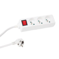 BLOC MULTIPRISE - 3 PRISES - AVEC INTERRUPTEUR - CÂBLE DE 1.5 m - TERR