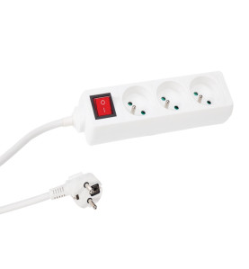 BLOC MULTIPRISE - 3 PRISES - AVEC INTERRUPTEUR - CÂBLE DE 1.5 m - TERR