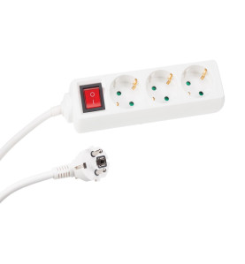 BLOC MULTIPRISE - 3 PRISES - AVEC INTERRUPTEUR - CÂBLE DE 3 m - BLANC 