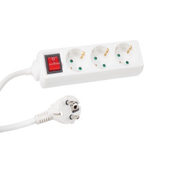 BLOC MULTIPRISE - 3 PRISES - AVEC INTERRUPTEUR - CÂBLE DE 1.5 m - BLAN