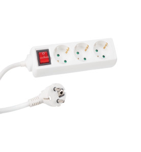 BLOC MULTIPRISE - 3 PRISES - AVEC INTERRUPTEUR - CÂBLE DE 1.5 m - BLAN
