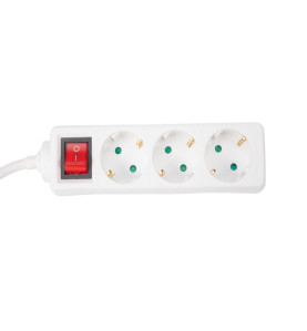 BLOC MULTIPRISE - 3 PRISES - AVEC INTERRUPTEUR - CÂBLE DE 1.5 m - BLAN