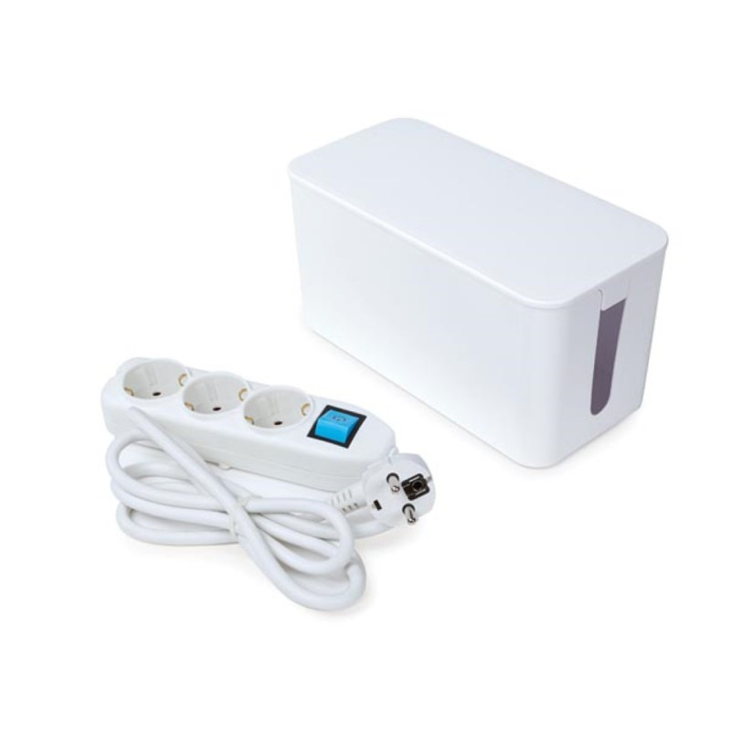 BLOC MULTIPRISE AVEC BOÎTE DE RANGEMENT - 3 PRISES - CÂBLE DE 1.5 m - BLANC - TERRE ALLEMANDE BLOC MULTIPRISE AVEC BOÎTE DE RANGEMENT - 3 PRISES - CÂBLE DE 1.5 m - BLANC - TERRE ALLEMANDE
