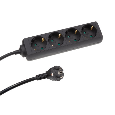 BLOC MULTIPRISES - 4 PRISES - CÂBLE DE 1.5 m - NOIR - SCHUKO - PRL