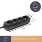 BLOC MULTIPRISES - 4 PRISES - CÂBLE DE 1.5 m - NOIR - SCHUKO