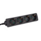 BLOC MULTIPRISES - 4 PRISES - CÂBLE DE 1.5 m - NOIR - SCHUKO