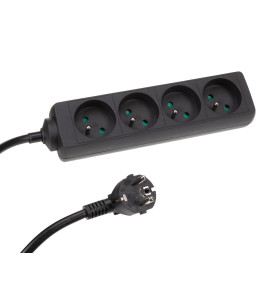 BLOC MULTIPRISE, 4 PRISES - CÂBLE DE 1.5 m - NOIR - TERRE FRANÇAISE - 
