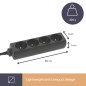 BLOC MULTIPRISE, 4 PRISES - CÂBLE DE 1.5 m - NOIR - TERRE FRANÇAISE
