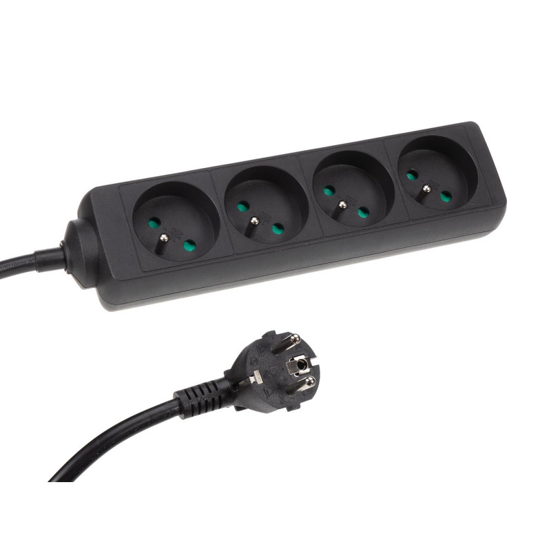 BLOC MULTIPRISE, 4 PRISES - CÂBLE DE 5 m - NOIR - TERRE FRANÇAISE BLOC MULTIPRISE, 4 PRISES - CÂBLE DE 5 m - NOIR - TERRE FRANÇAISE