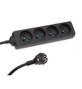 BLOC MULTIPRISE, 4 PRISES - CÂBLE DE 5 m - NOIR - TERRE FRANÇAISE - PR