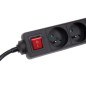 BLOC MULTIPRISE, 4 PRISES AVEC INTERRUPTEUR - CÂBLE DE 1.5 m - NOIR - TERRE FRANÇAISE