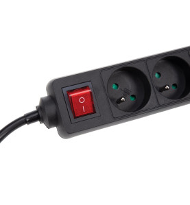 BLOC MULTIPRISE, 4 PRISES AVEC INTERRUPTEUR - CÂBLE DE 1.5 m - NOIR - 