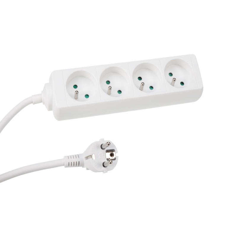 BLOC MULTIPRISE, 4 PRISES - CÂBLE DE 1.5 m - BLANC - TERRE FRANÇAISE