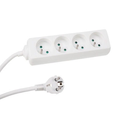 BLOC MULTIPRISE, 4 PRISES - CÂBLE DE 1.5 m - BLANC - TERRE FRANÇAISE -