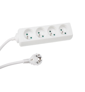 BLOC MULTIPRISE, 4 PRISES - CÂBLE DE 1.5 m - BLANC - TERRE FRANÇAISE -