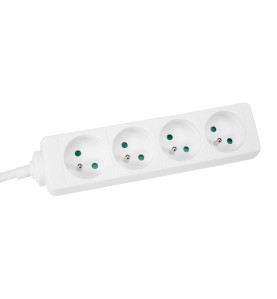 BLOC MULTIPRISE, 4 PRISES - CÂBLE DE 1.5 m - BLANC - TERRE FRANÇAISE -
