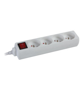BLOC MULTIPRISE - 4 PRISES - AVEC INTERRUPTEUR - CÂBLE DE 1.5 m - BLAN