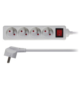 BLOC MULTIPRISE - 4 PRISES - AVEC INTERRUPTEUR - CÂBLE DE 1.5 m - BLAN