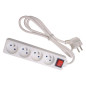 BLOC MULTIPRISE - 4 PRISES - AVEC INTERRUPTEUR - CÂBLE DE 3 m - BLANC - TERRE FRANÇAISE BLOC MULTIPRISE - 4 PRISES - AVEC INTERRUPTEUR - CÂBLE DE 3 m - BLANC - TERRE FRANÇAISE