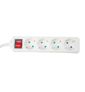 BLOC MULTIPRISE - 4 PRISES - AVEC INTERRUPTEUR - CÂBLE DE 3 m - BLANC 