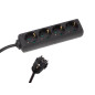 BLOC MULTIPRISES 4 PRISES AVEC GAINE RÉTRACTILE - 3G2.5 - CÂBLE DE 5 m - NOIR - SCHUKO