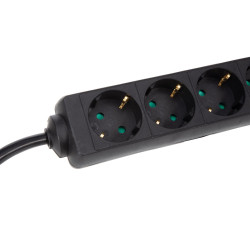 BLOC MULTIPRISES 4 PRISES AVEC GAINE RÉTRACTILE - 3G2.5 - CÂBLE DE 5 m - NOIR - SCHUKO