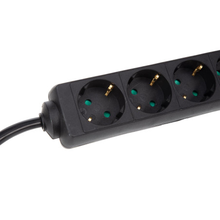 BLOC MULTIPRISES 4 PRISES AVEC GAINE RÉTRACTILE - 3G2.5 - CÂBLE DE 5 m - NOIR - SCHUKO