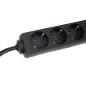 BLOC MULTIPRISES 4 PRISES AVEC GAINE RÉTRACTILE - 3G2.5 - CÂBLE DE 5 m - NOIR - SCHUKO